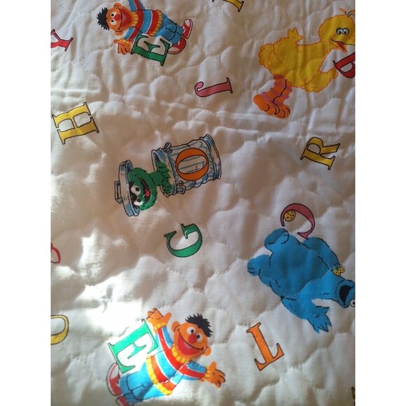 3 Yards Vintage Quilted Sesame Street Comforter Fabric 110"x45" Alphabet Letters - Picture 4 of 8